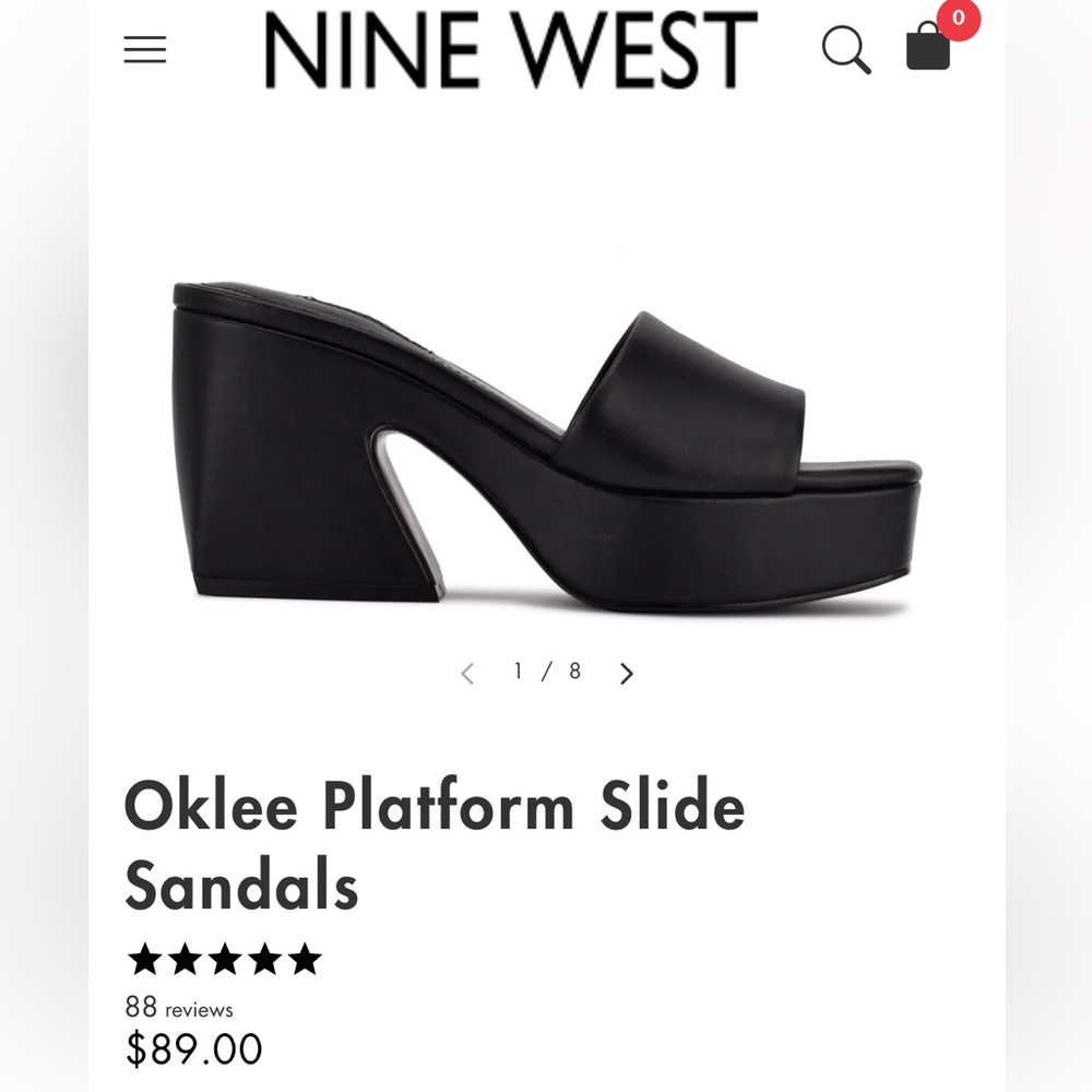 Nine west Oklee Platform Slide Sandals- black size 12